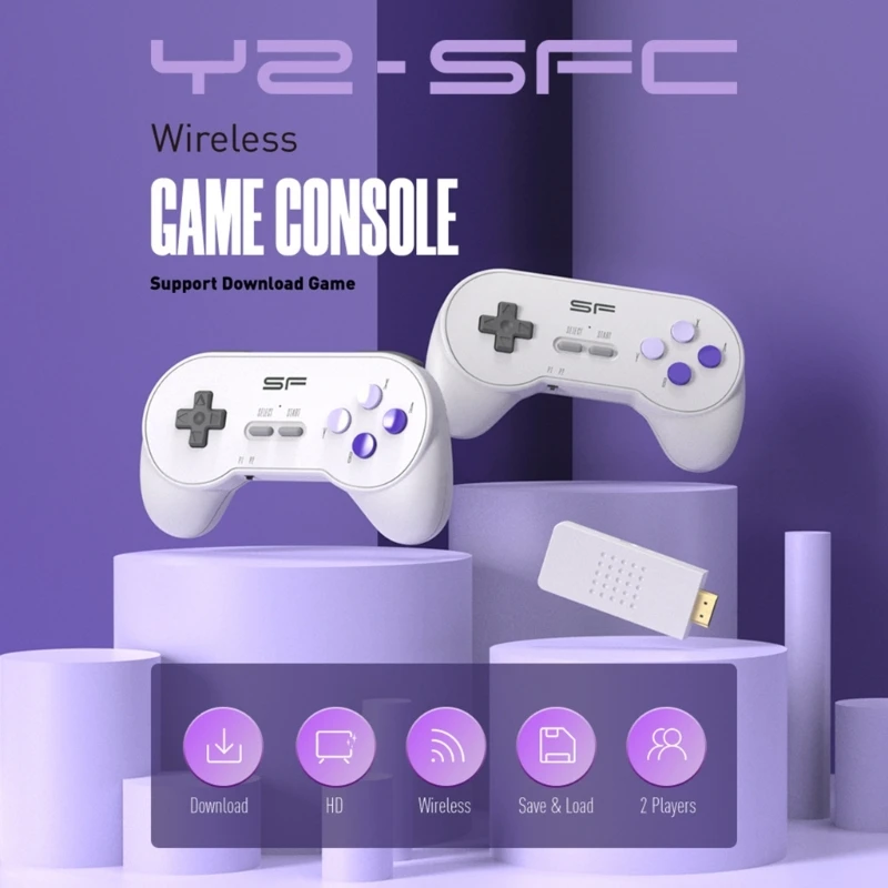 Y1Ub Mini Console Di Gioco Y2Sf Console Di Gioco Portatile Gaming Dual Wireless Gamepad Per Sfc Snes Nes 900/3000 + Gaming 4K Game Stick