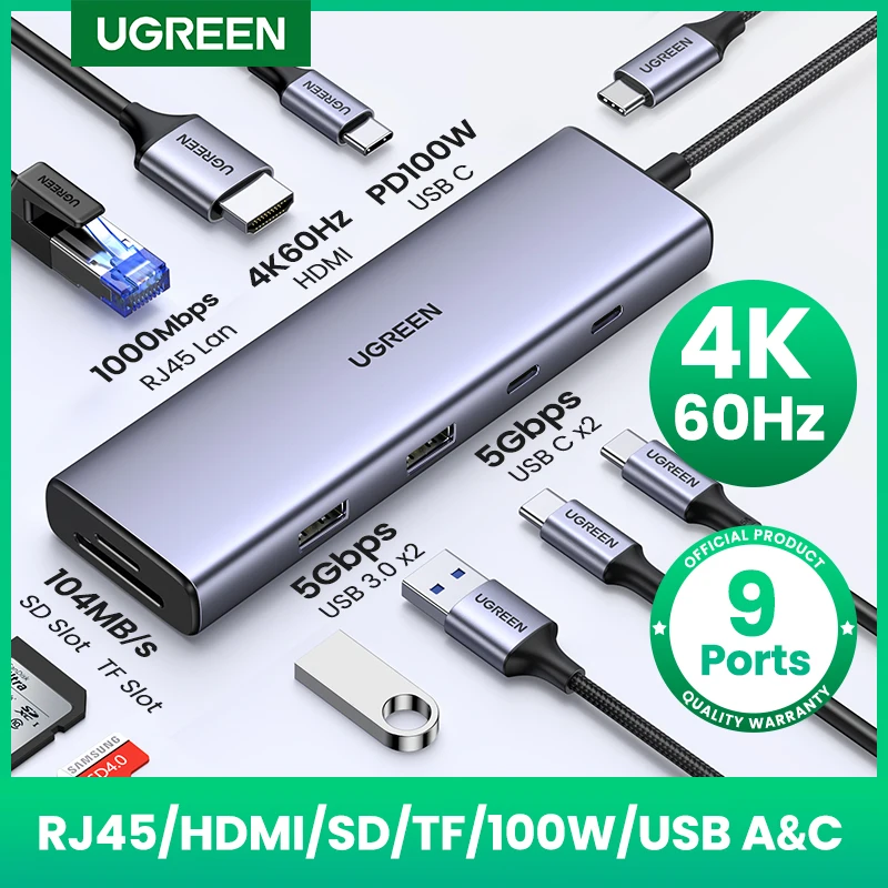 Ugreen Usb C Hub 4 K60Hz Type-C A Hdmi 2.0 Per Macbook Pro Air M2 M1 Adattatore Accessori Per Pc Hub Usb 3.0