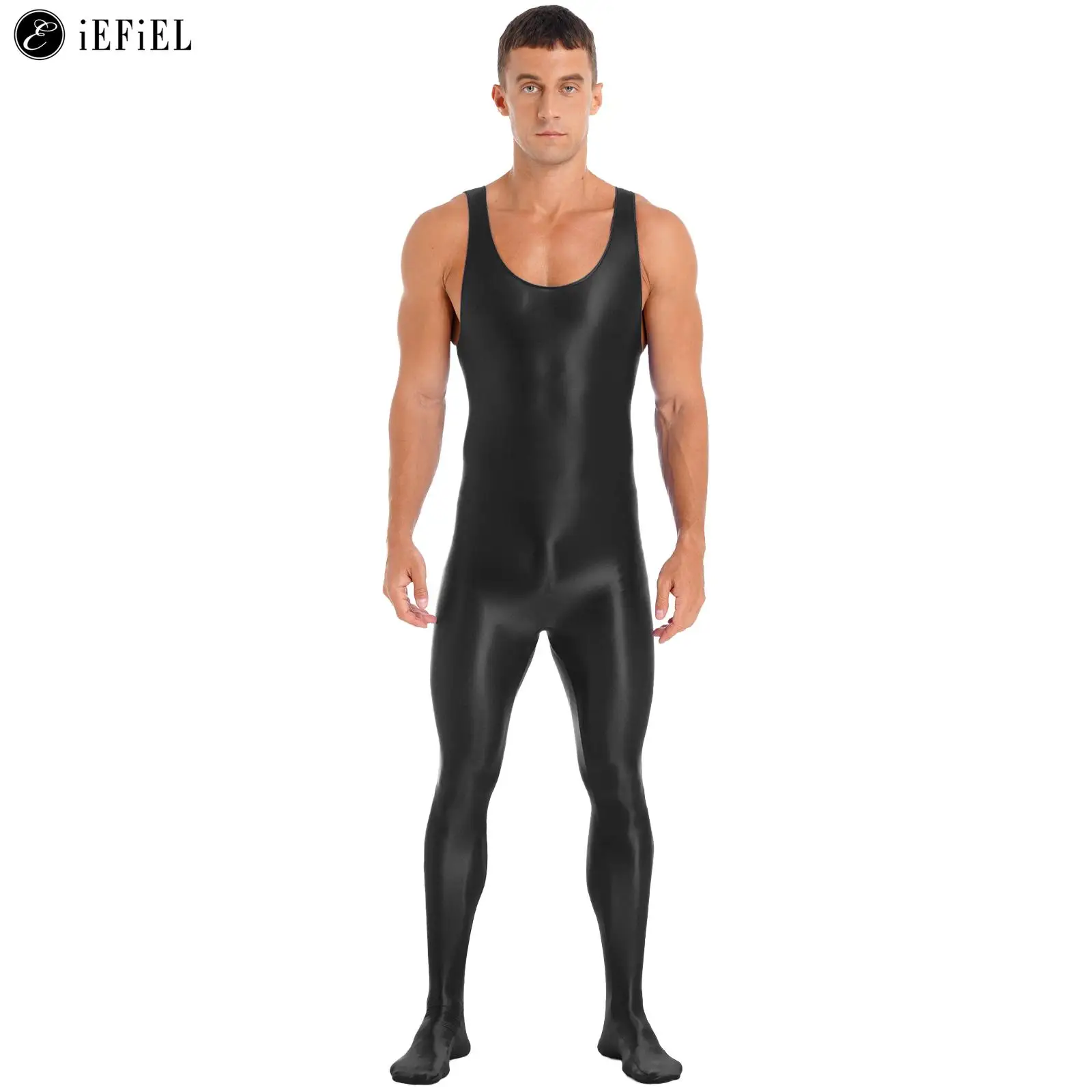 Tuta Intera Da Uomo Con Olio Lucido Unitard Senza Maniche Body Attillato Tuta Intera Tuta Intera Bodystocking Wrestling Canotta