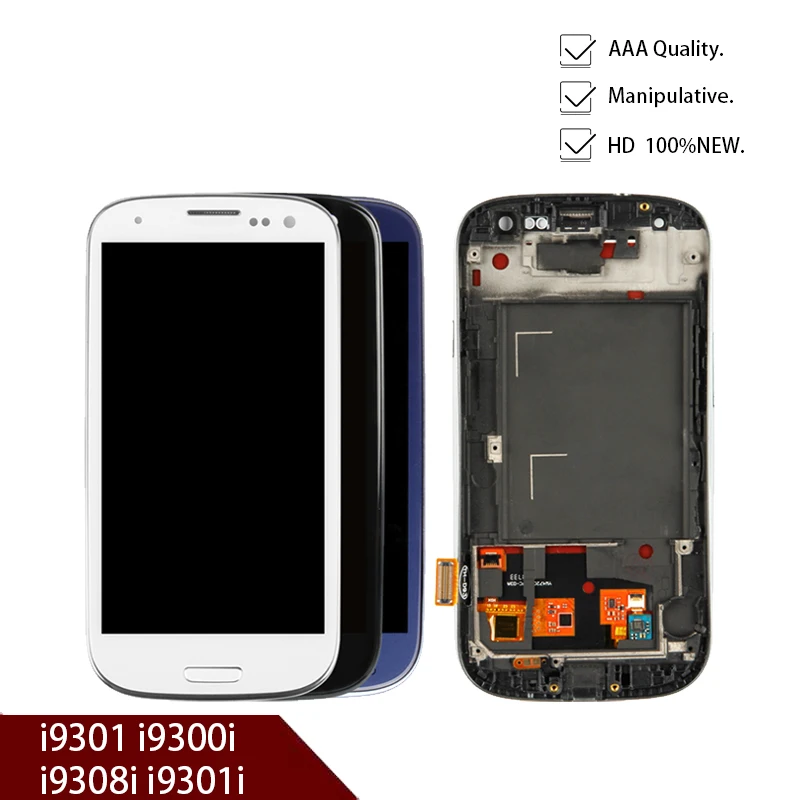 Super Amoled Testato Al 100% Per Samsung S3 I9300 Display Lcd Per S3 Neo I9301 Schermo Lcd Touch Digitizer Assembly Con Cornice