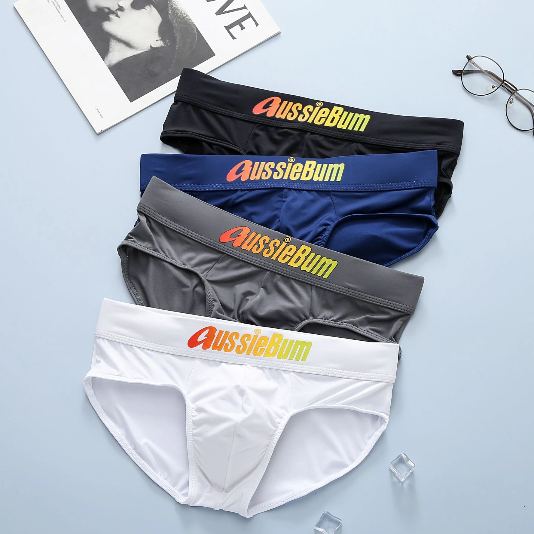 Slip Da Uomo Australiani Seta Di Latte Vita Bassa Elastico Comodo U Convesso Borsa Parole Colorate