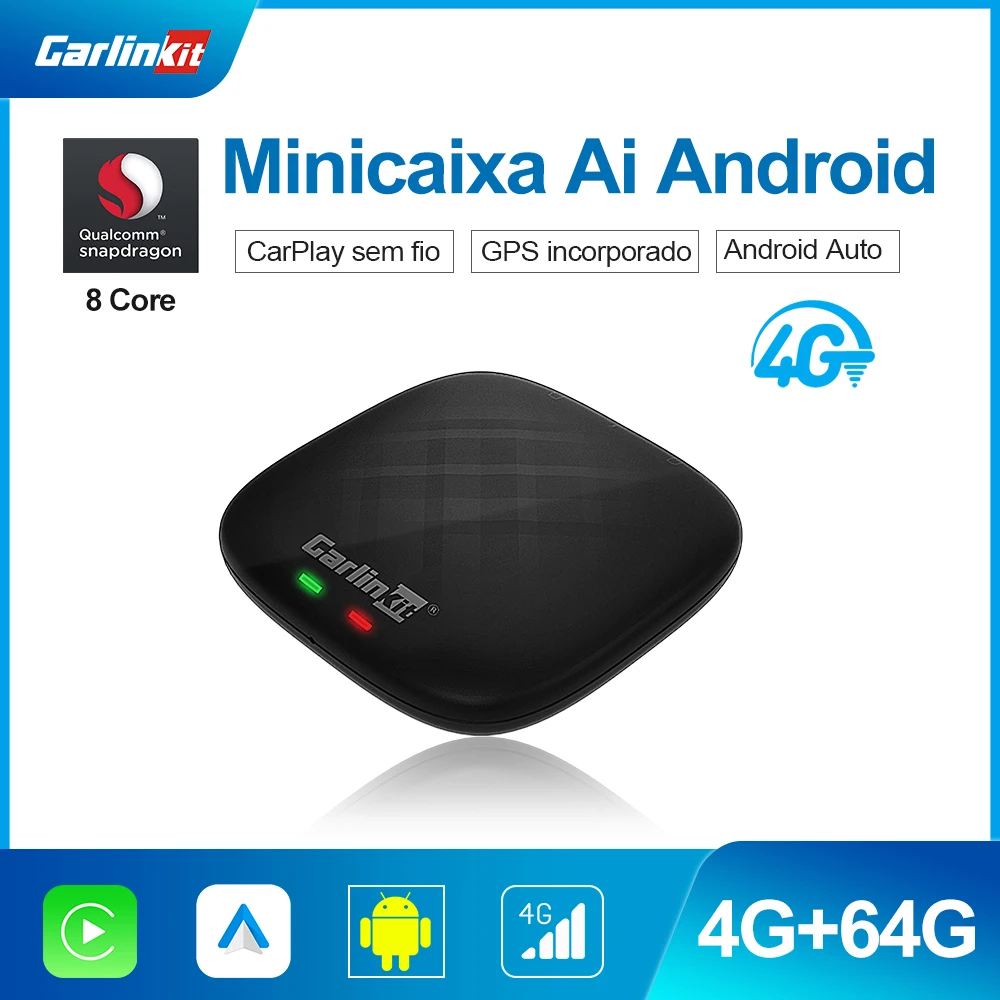Carlinkit Carplay Ai Box Mini Android Box 4 + 64G Wireless Android Auto Dongle 4Glte Smart Android Tv Ai Box Per Oem Car Play Cars