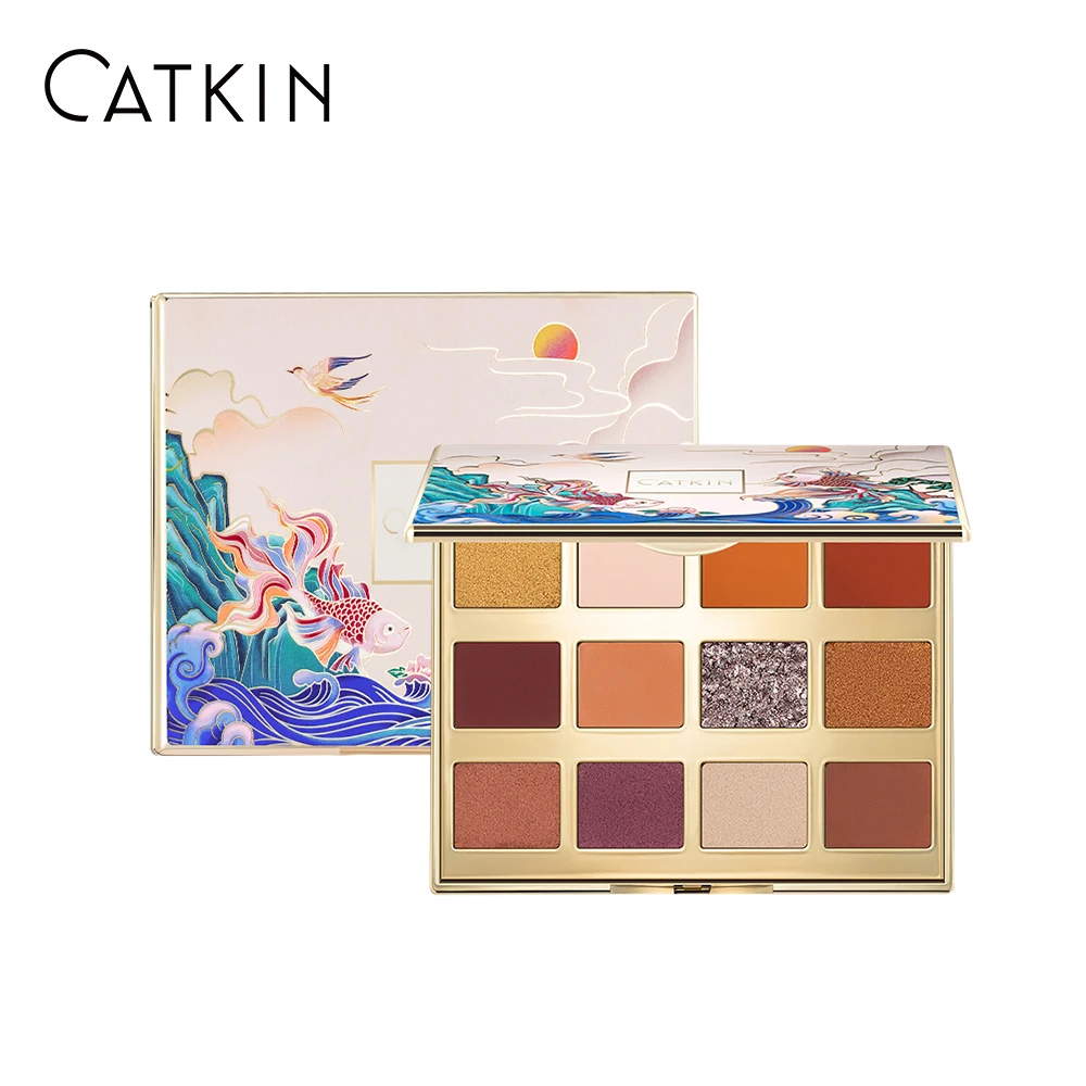 Catkin Eyeshadow Palette Makeup, Matte Shimmer 12 Colori, Altamente Pigmentato, Consistenza Cremosa Natural Bronze Neutral Cosmetic Eye S