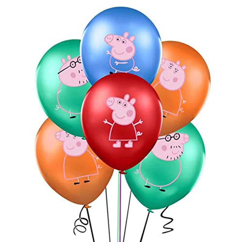 24Pcs Peppa Pig George Family Birthday Party Balloon Globos Pink Blue Peppa Pig Shower Figure Toys Forniture Per Feste