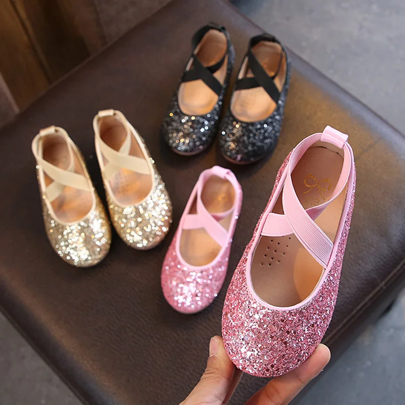 Ballerine Per Bambina Scarpe Da Ballo Per Bambini Scarpe Da Bambina Glitter Scarpe Per Bambini Scarpe Da Principessa Bling Dorate 3-12 Anni Scarpe Per