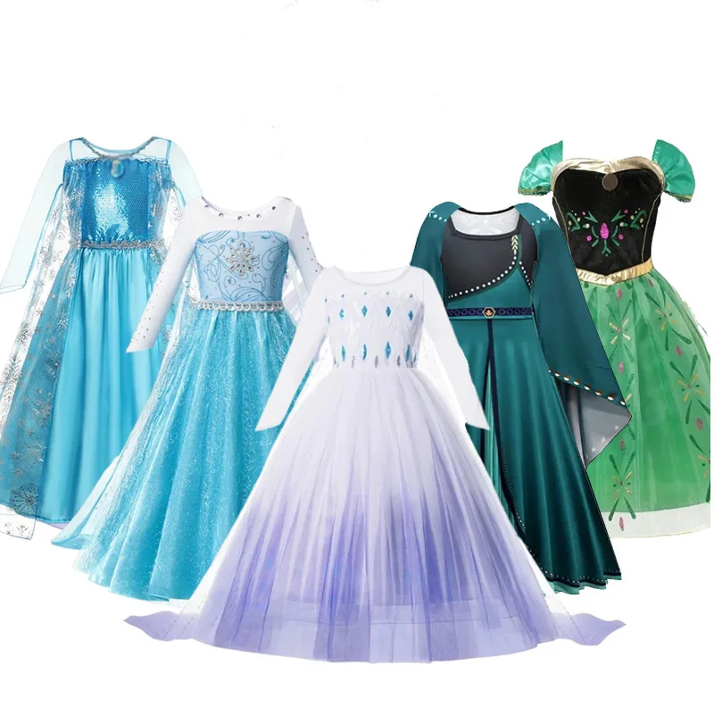 2024 Snow Queen Girls Dress Princess Elsa Dresses Kids Fancy Children Vestidos Birthday Carnival Fancy Party Travestimento