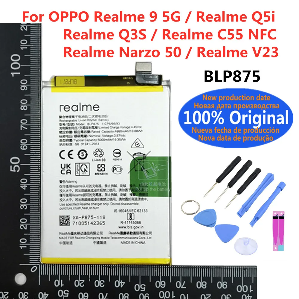 Batteria Originale Da 5000Mah Blp875 Per Oppo Realme 9 5G / Realme Q5I / Realme Q3S / Realme C55 Nfc / Realme Narzo 50 / Realme V23
