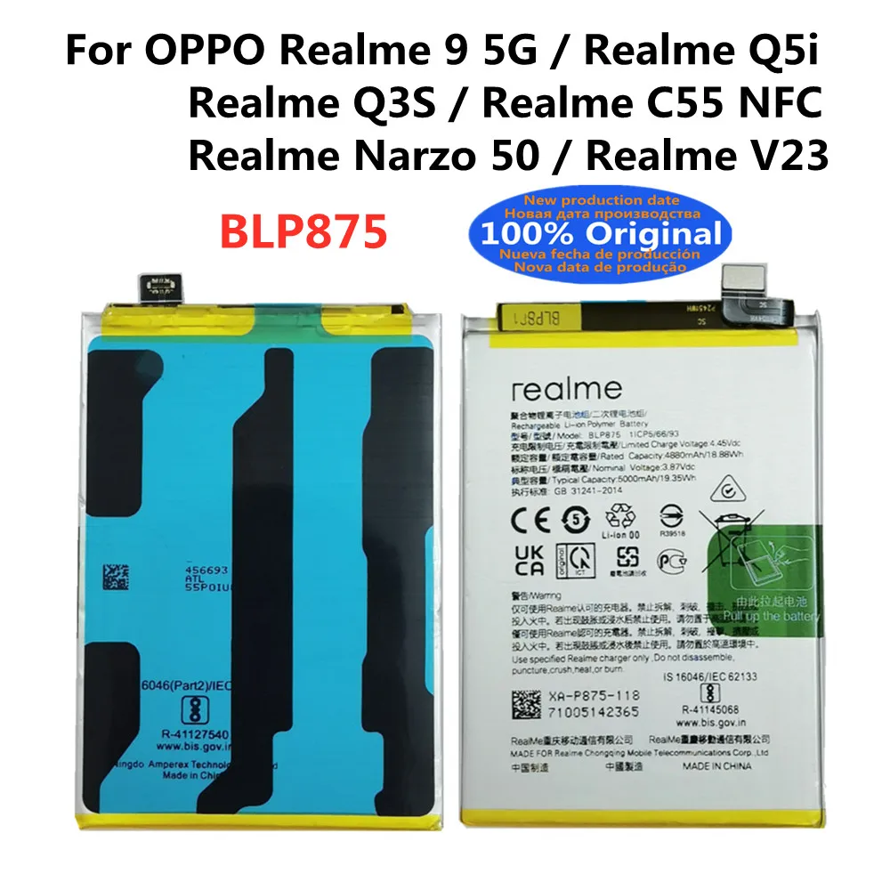Originale Blp875 Nuova Batteria Per Oppo Realme 9 5G / Realme Q5I / Realme Q3S / Realme C55 Nfc / Realme Narzo 50 / Realme V23