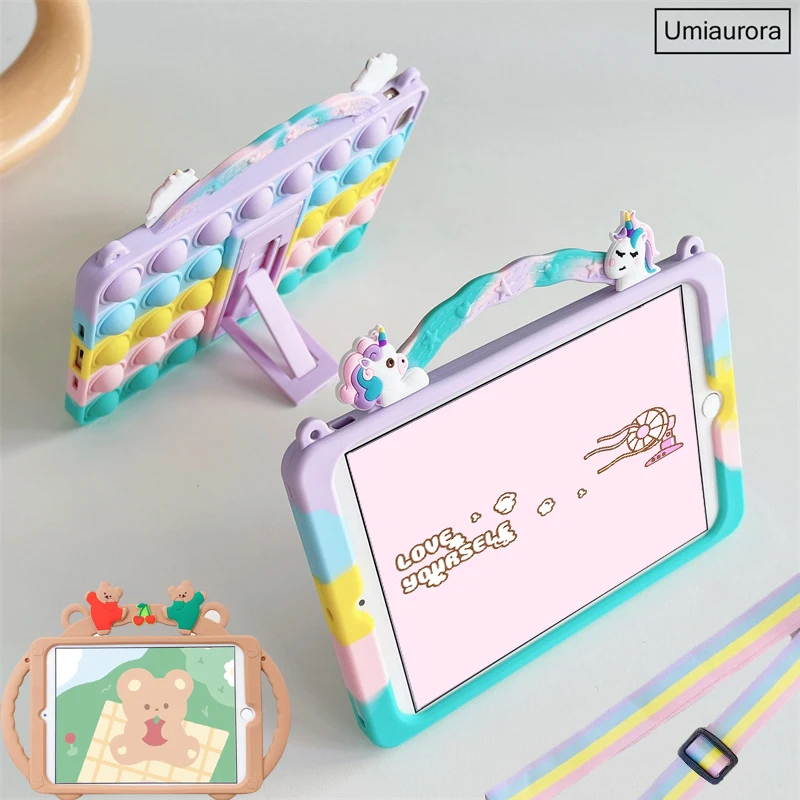 Cartoon Kids Handle Custodie Per Samsung Galaxy Tab A A6 A7 Lite Sm-T220 Sm-T500 A8 10.5 Sm-X200 Sm-X200 S7 Fe S8 Plus Stand Cover