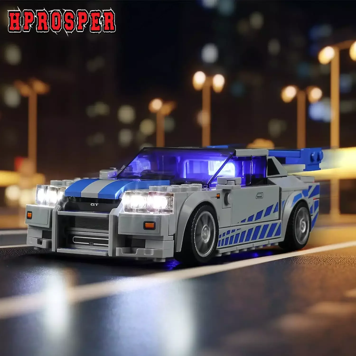 Hprosper Led Light Per 76917 Velocità 2 Fast 2 Furious Nissan Skyline Gt-R (R34) Lampada Decorativa (Non Includere Il Blocco Di Costruzione Lego)
