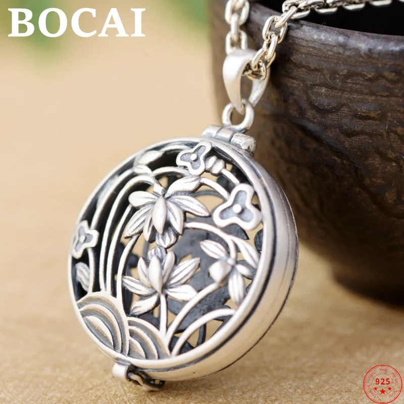 Bocai S925 Ciondoli In Argento Sterling Per Le Donne 2022 Nuova Moda Donna Fiori Vuoti Scatola Kawu Medaglione Di Gioielli In Puro Argetnum