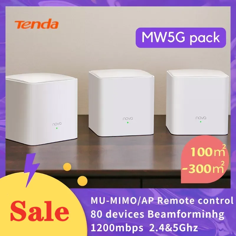 Tenda Mesh Wifi Router Ac1200 2.4 E 5Ghz Mw5G 1200Mbps Nova Mesh Router Copre 3500Sq.Ft Tenda Versione Globale Gigabit Mesh Router