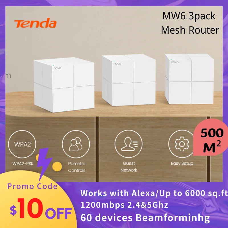 Tenda Mw6 Ac1200 Mesh Wifi Router 2.4 E 5Ghz Gigabit Router Tenda Mesh Router Dual Band Wifi Range Extender Fino A 500M Copertura