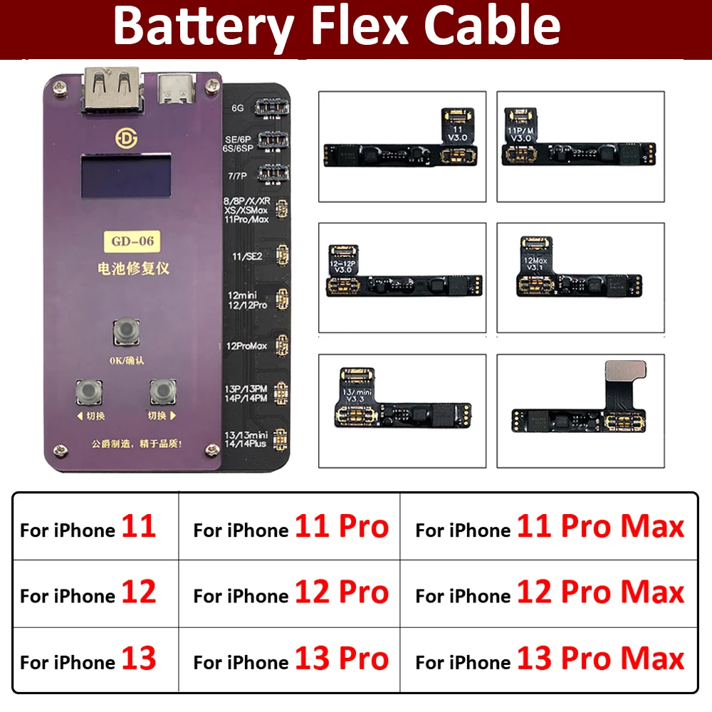 Cavo Flessibile Batteria Originale Cavo Esterno Fpc Per Iphone 11 12 13 Pro Max Mini Correttore Batteria Errore Avviso Di Salute Rimozione