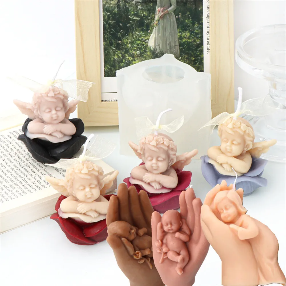 Festa Della Mamma Mamma Mano Bambino Candela Stampo Resina Fai Da Te Che Fa Palma Che Tiene Il Bambino Fatto A Mano Sapone Stampo Rosa Angelo Statua D