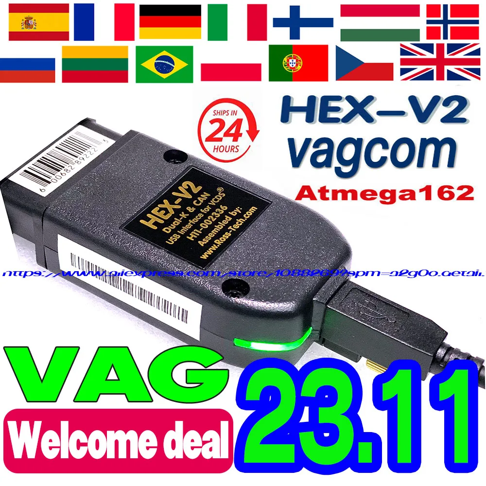 2024 Più Nuovo V23.11 Scanner Vagcom Cavo Vcds Cavo Diagnostico Autocom Scanner Obd2 Multilingue Vag Hex V2 Vag Com Vag Tools