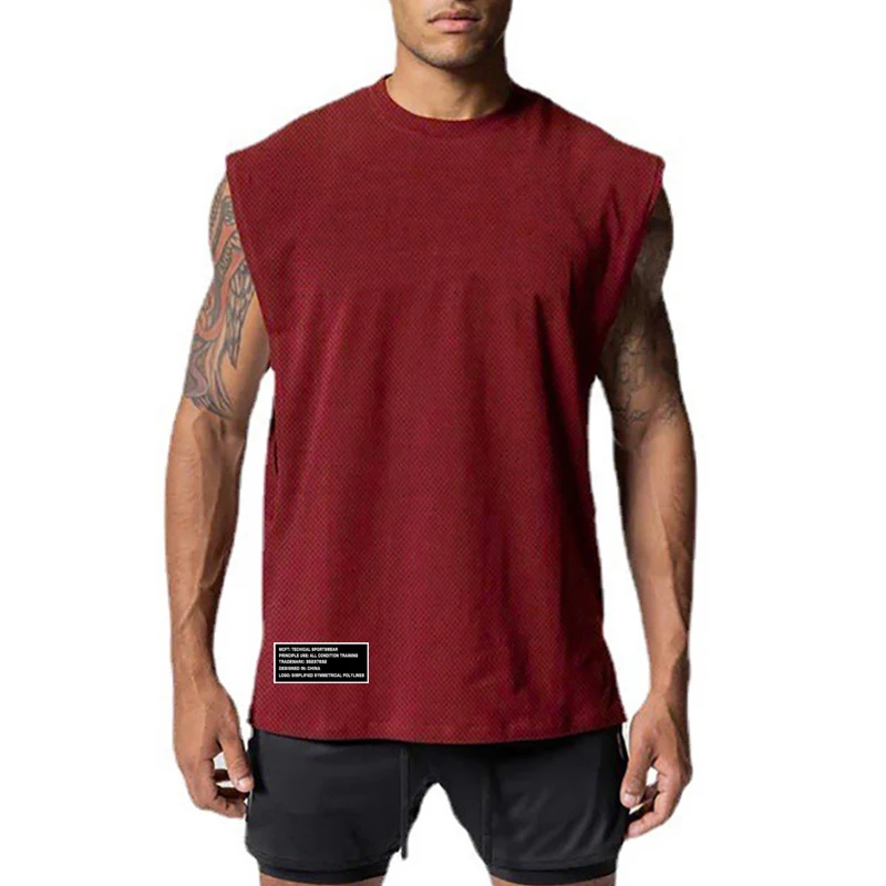 Summer Big Open Side Cut Off Gym Canotte Mens Mesh Fitness Sport Vest Joggers Maglietta Senza Maniche Canotta Da Allenamento Basket Maschile