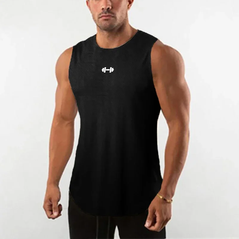 Dumbbell Summer Mesh Gym Vest Mens Bodybuilding Abbigliamento Fitness Canotte Allenamento Camicie Senza Maniche Running Stringer Canottiere