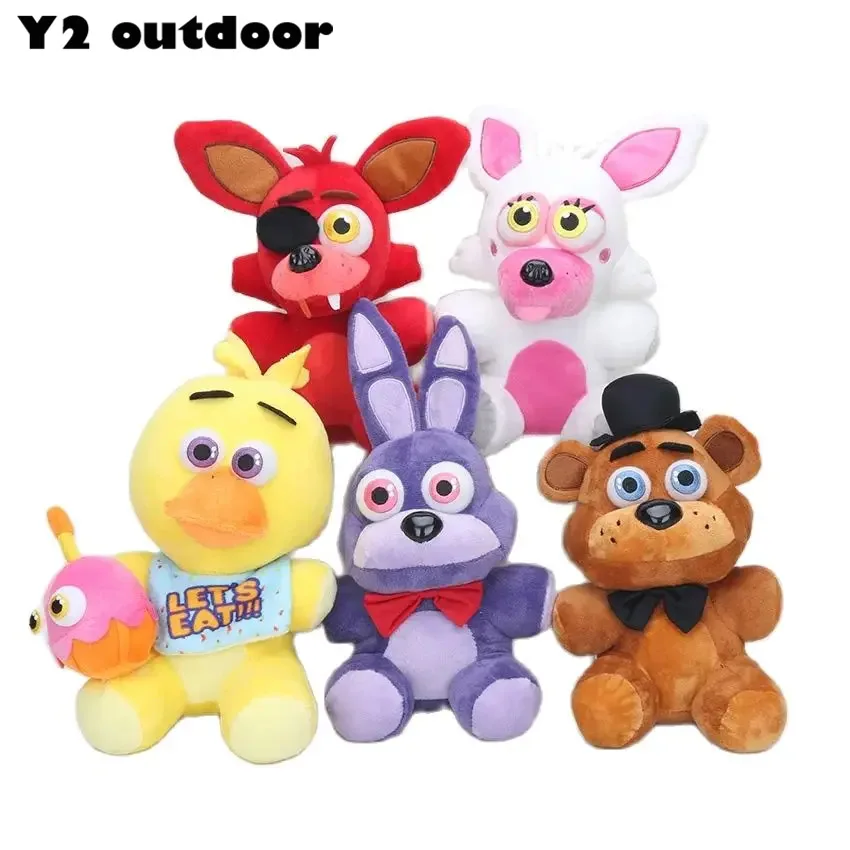 10 Pz/Set 25Cm Freddy Fazbear Peluche Nightmare Freddy Foxy Bonnie Chica Peluche Portachiavi Ciondolo Peluche