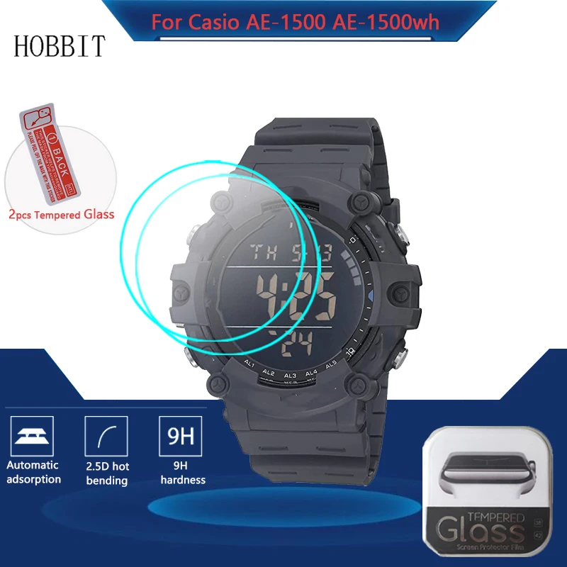 2 Pezzi Di Vetro Temperato Per Casio Ae-1500 Ae-1500Wh Ae1500 Hd Proteggi Schermo Trasparente Pellicola Protettiva Impermeabile Accessori Per Orologi