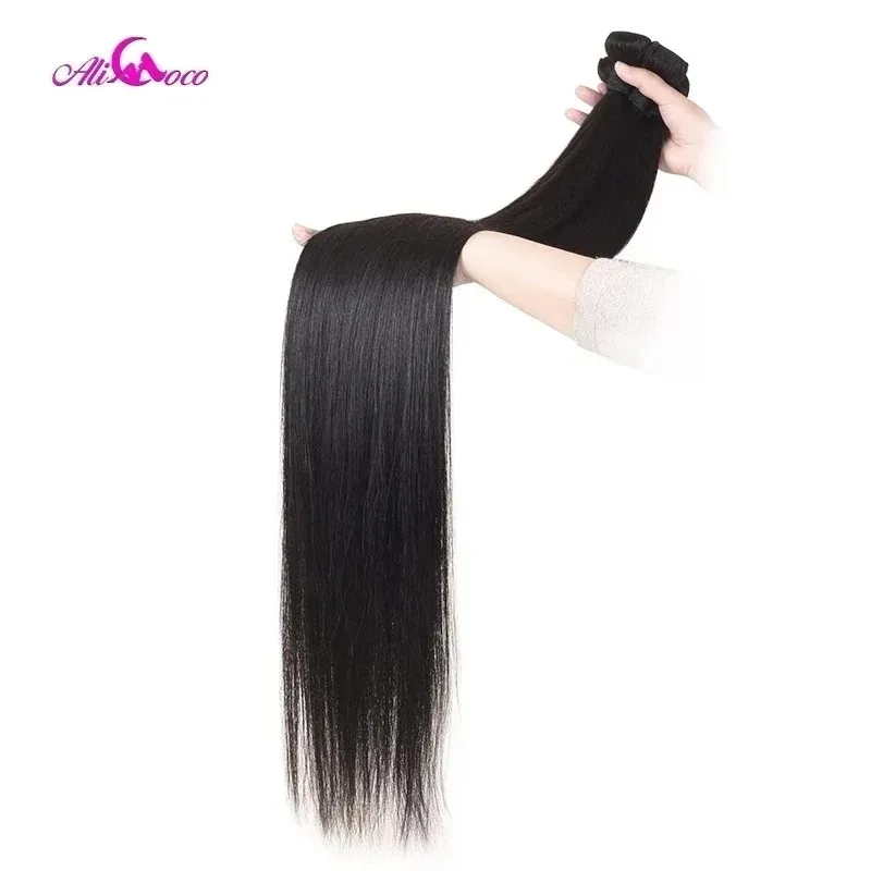 Ali Coco Bone Fasci Di Capelli Umani Lisci 28 30 38 40 Pollici Fasci Di Capelli Remy Tessuto Brasiliano Estensioni Dei Capelli Umani Capelli Lisci
