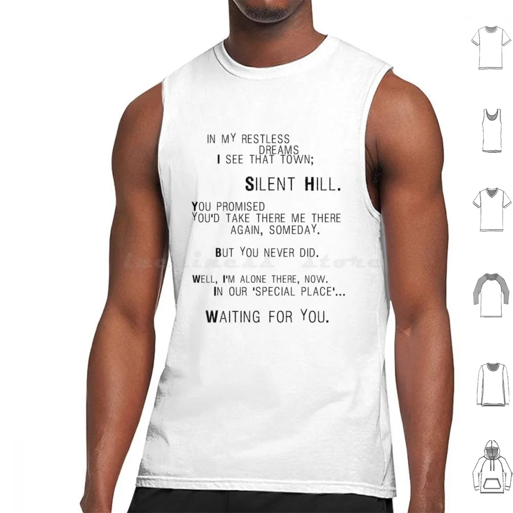 Silent Hill-Mary _ S Lettera (Testo) Canotte Stampa Cotone Silent Hill Horror Silent Hill 2 Silent Hill Pyramid Head