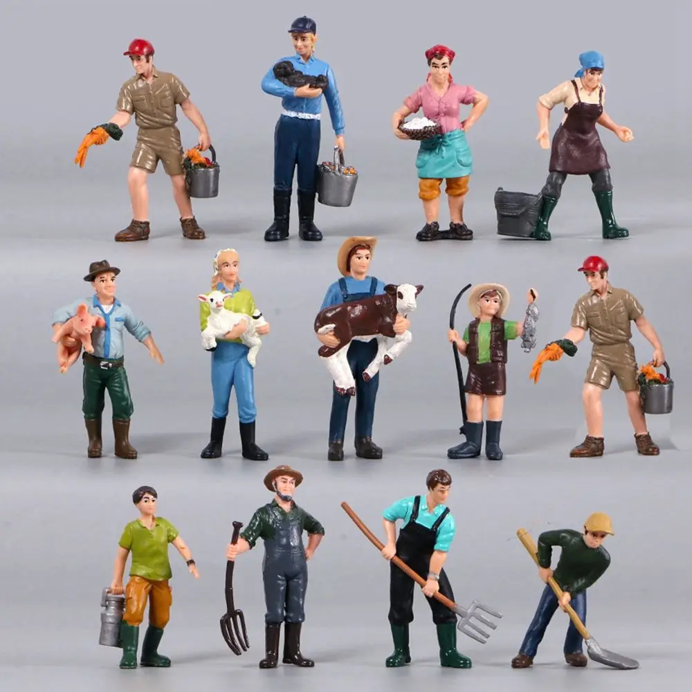 New Multistyles Simulation Farm Staff People Miniature Figure Toy Figurines Model Collection Toys Garden Decoration Accessories