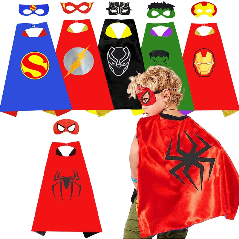 Bambini Supereroi Mantelle Spiderman Hulk Captain America Iron Man Cosplay Mantello Maschera Vestito Halloween Festa Di Compleanno Mantelle Per Bambin