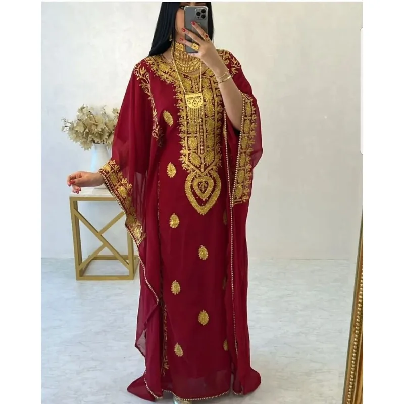 Red Royal Fashion Dubai Caftani Farasha Abaya Fashion Long Dress Fashion Trends