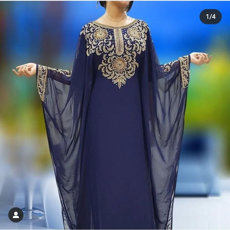 Marocchino Dubai Caftani Farasha Abaya Vestito Molto Fantasia Abito Lungo Tendenza Moda