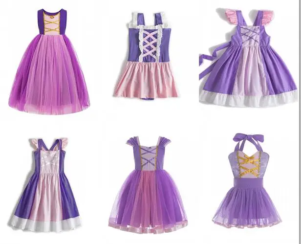 Vestito Rapunzel, Vestito Da Ragazza, Vestito Da Bambino Compleanno Aggrovigliato, Vestito Lungo Da Principessa, Vestito Da Compleanno, Vestito Da Rag