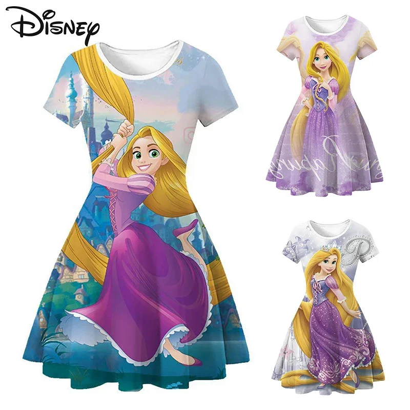 Disney Grovigliato Princess Summer Kids Dress Cute Cartoon Rapunzel Mini Dress Cute Girls Princess Dresses Kids Cosplay Clothing