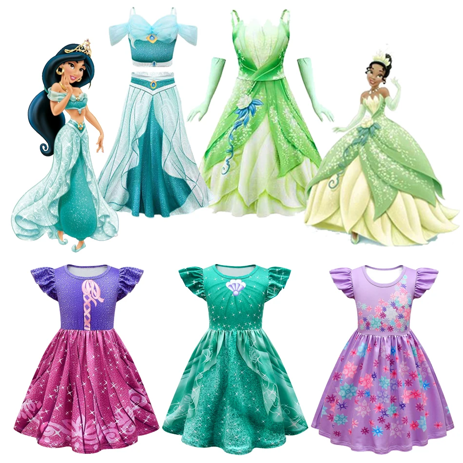 Princess Charm Girls Costume Cosplay Disney Rapunzel Jasmine Dresses Party Fancy Encanto Mirabel Isabela Clothes For 2-10 Anni