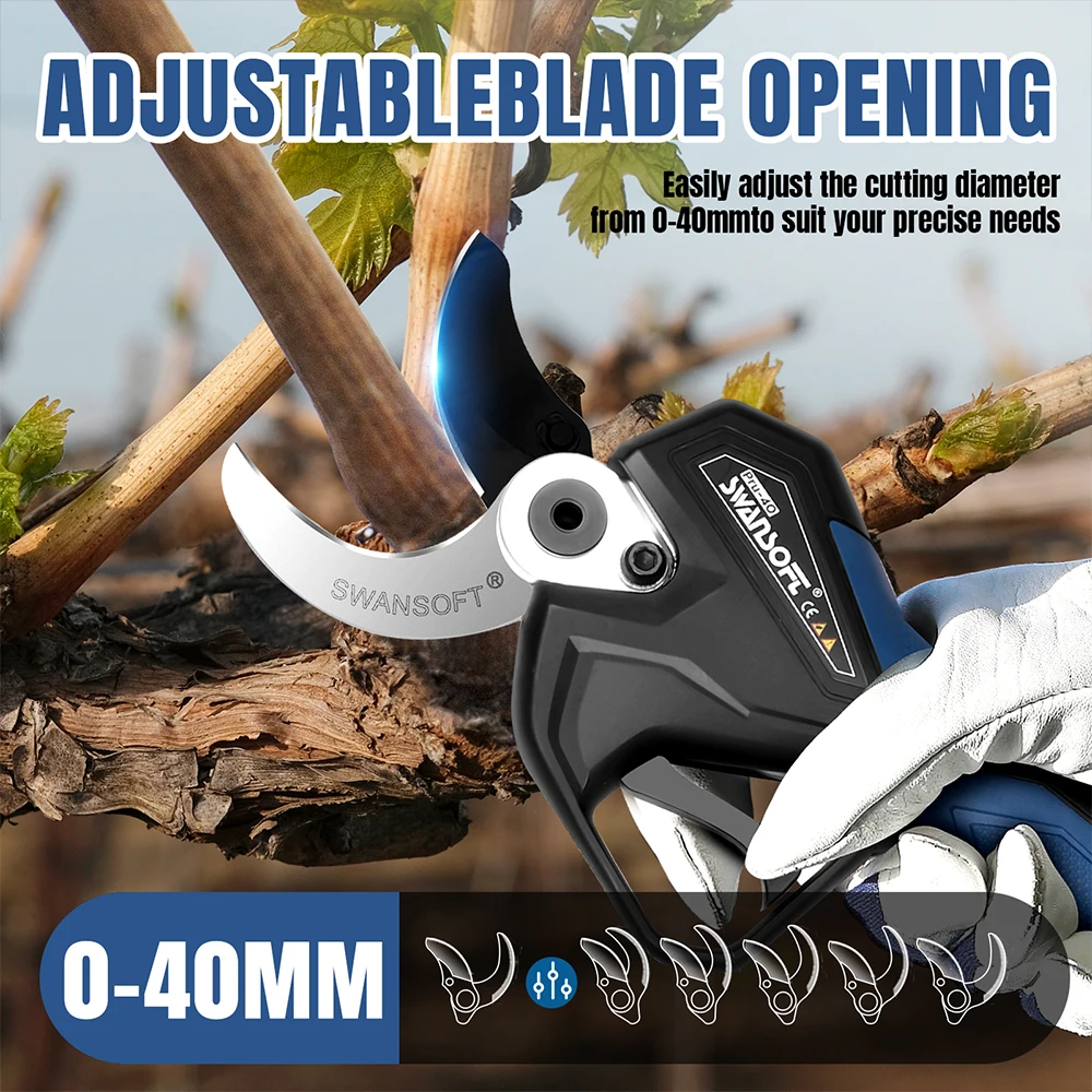 Potatori Elettrici A Batteria 40Mm, Professionale Swansoft Forbici Elettrica Sw-Pru-40 Elettrico Secateur Branch Cutter