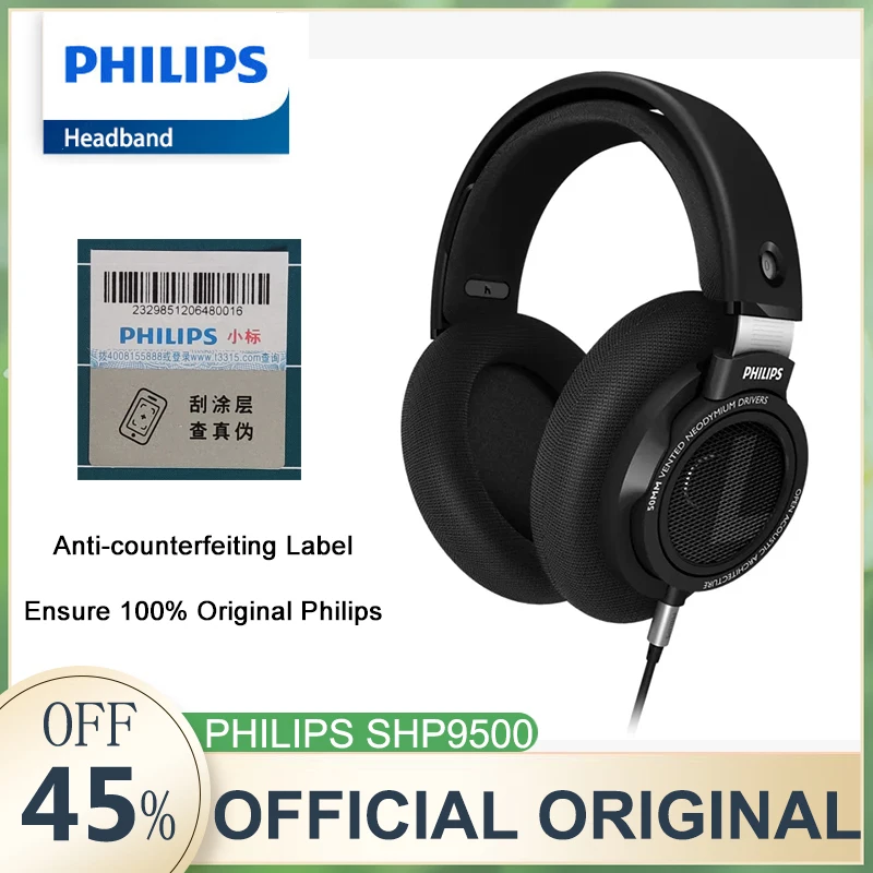 Philips Shp9500 Cuffie Hifi Stereo Cablato Auricolare Computer Apprendimento Online Auricolari Gioco Esports 3.5Mm 6.3Mm Auricolare Universale