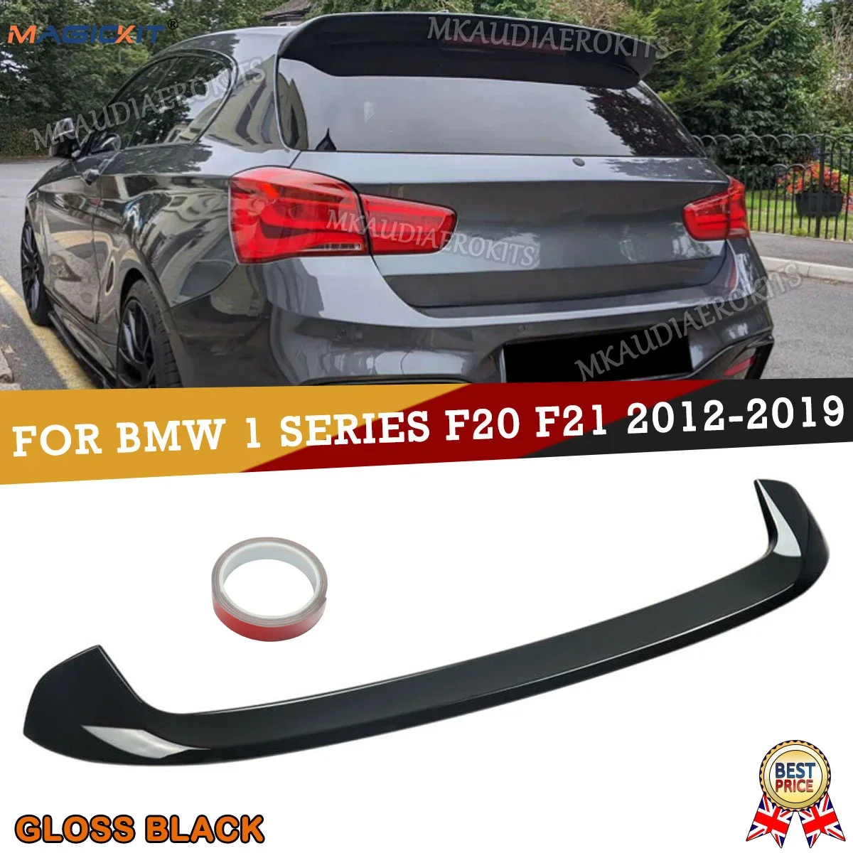 Magickit Per Bmw F20 F21 12-19 M Performance Style Tetto Posteriore Spoiler Lip Gloss Nero