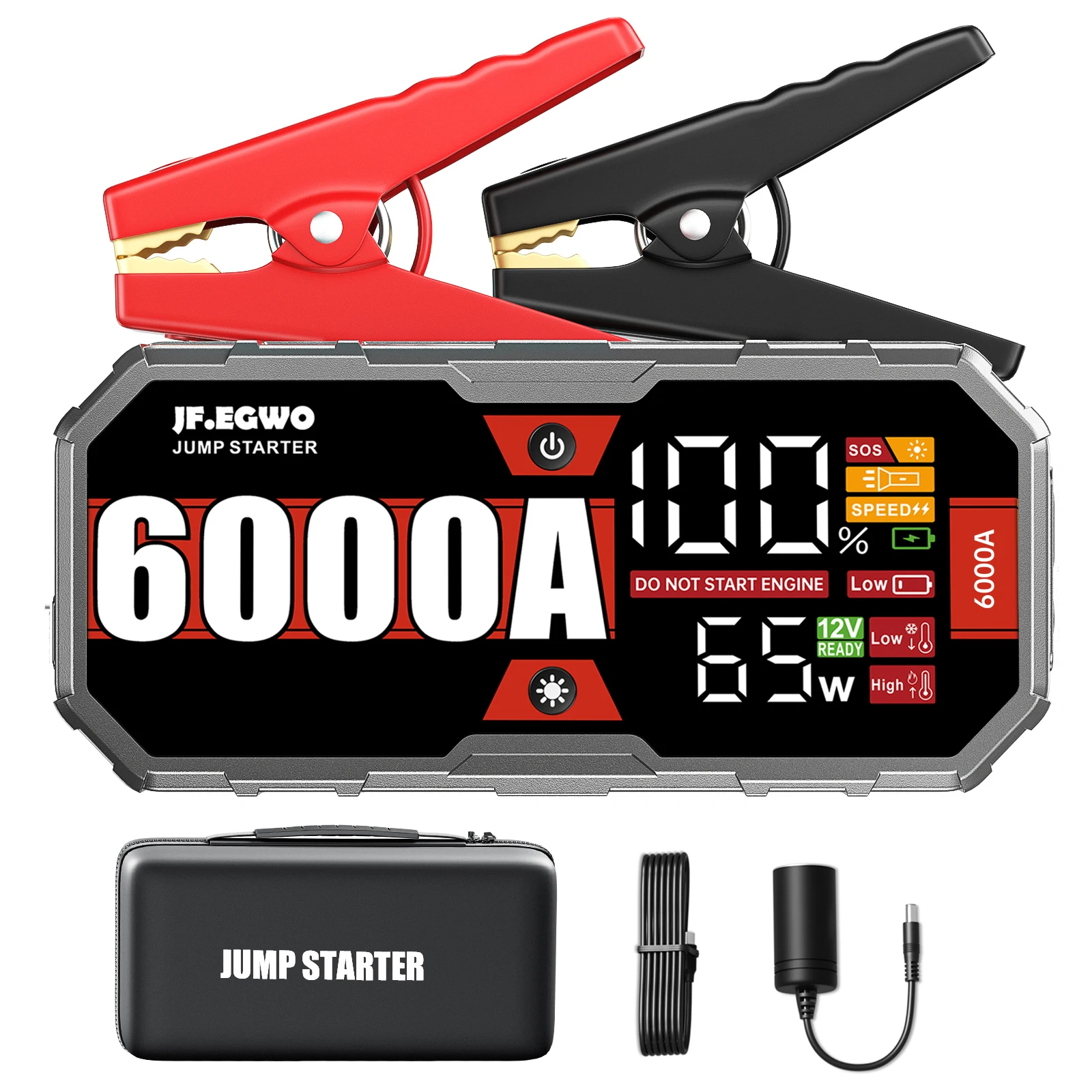 Jfegwo Car 4000A 6000A Avviatore Di Emergenza Portatile Con Power Bank Carica Rapida Pd65W 12V Caricabatteria Automatico Dispositivo Di Avviamento Boo