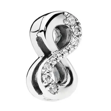 Genuine 925 Sterling Silver Charm Reflexions Sparkling Infinity Clip Con Perline Di Cristallo Fit Pandora Bracciale & Bangle