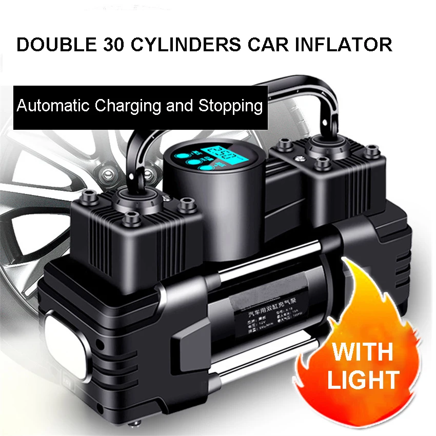 Vehicle Mounted Inflator Pump 12V Digital Tire Air Pump Car 2 Cylinder Air Compressor For Small Portable Car Electric Tire