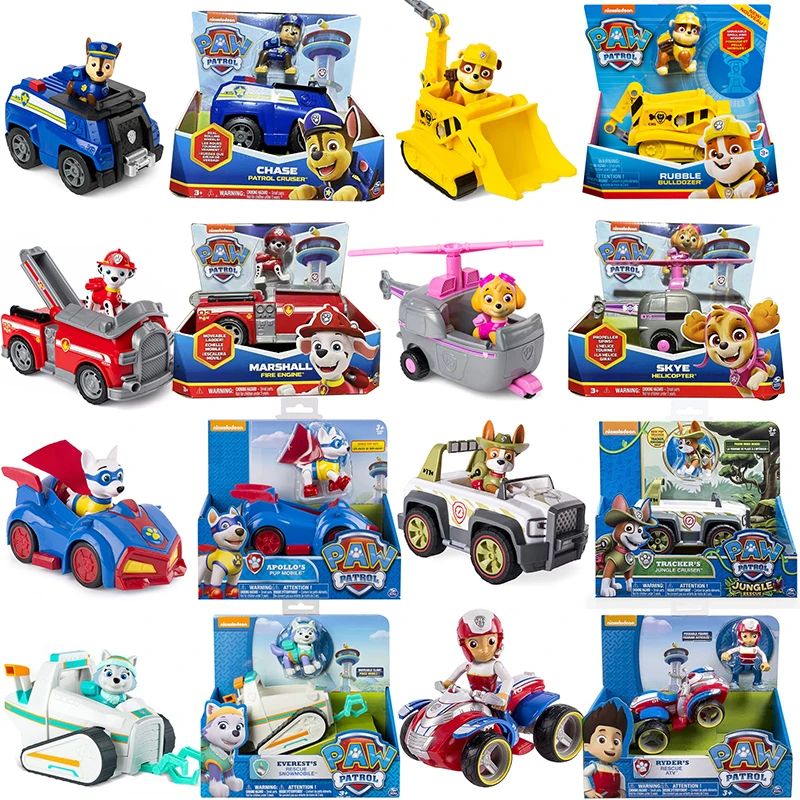 Paw Patrol Figure And Vehicle Patrulla Cina Marshall Chase Macerie Skye Zuma Rocky Everest Tracker Toy Per Bambini