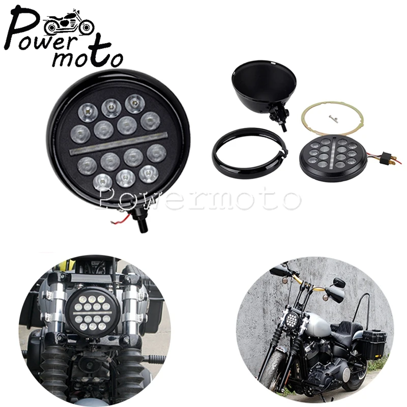 Faro Moto Rotondo 5.75 ''Anteriore Faros Delanteros Auxiliares Moto Led Per Universalharley Dyna Street 750 Sportster