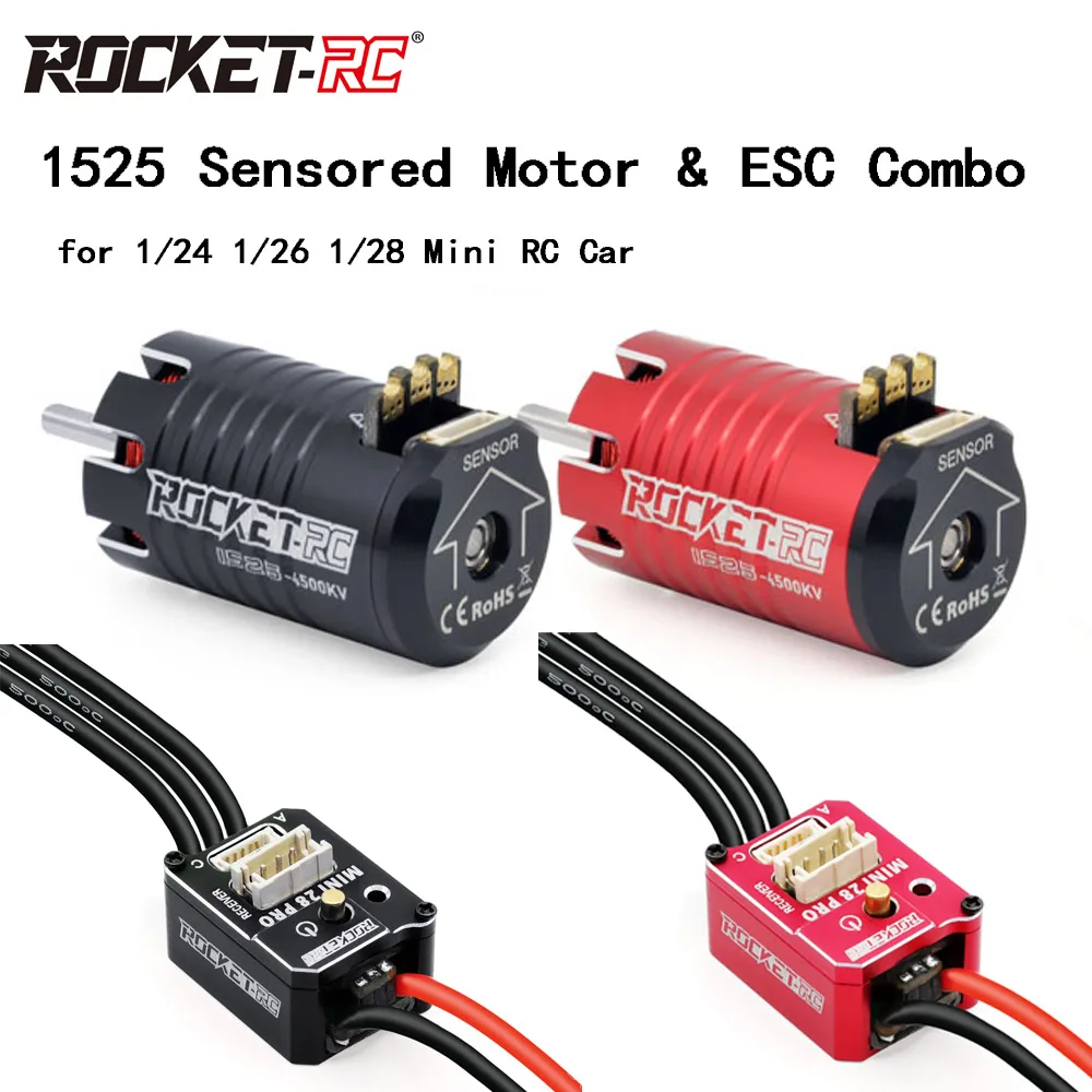Rocket Rc 1525 13.5T 17.5T 21.5T Motor Mini28 Pro Sensored Brushless Esc Speed Controller Per Rc 1/24 1/28 Gl Racing/Drift Car