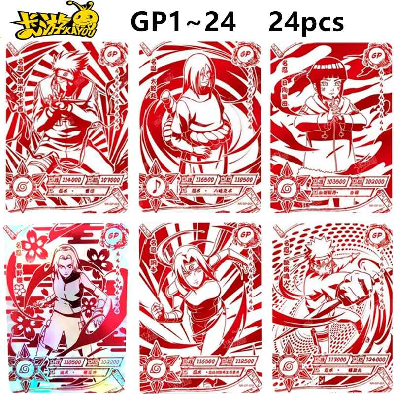 Kawou Naruto Gp Cards Anime Figures Hatake Kakashi Orochimaru Gaara Haruno Sakura Uzumaki Naruto Red Gold Gp Collection Cards