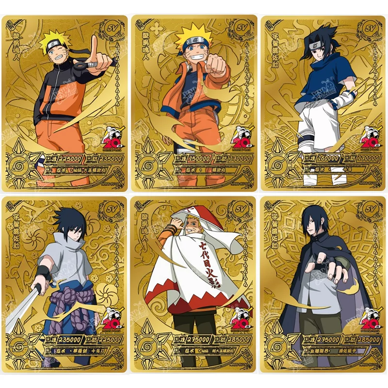 Kayou Naruto Card Genuine Double Eleven Gift Box Sv Card Anime Kakashi Sasuke Obito Water Gate Carta Da Collezione Oro E Argento