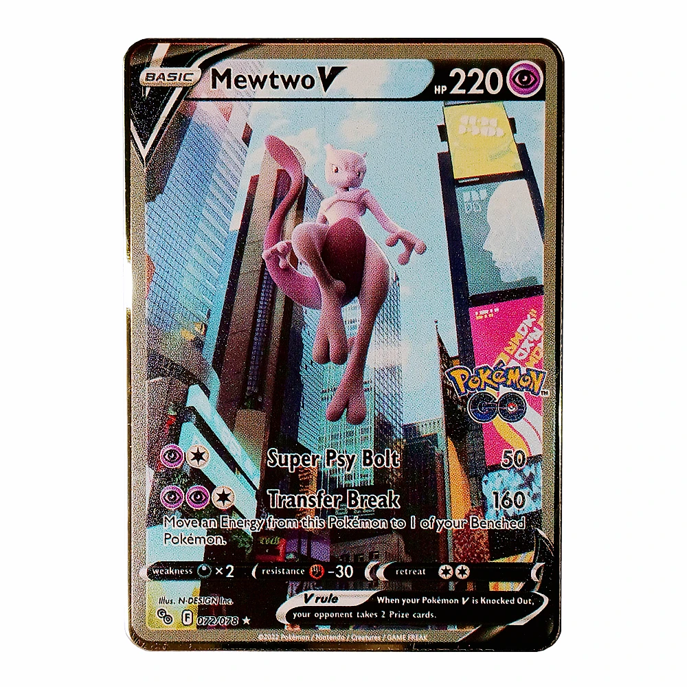 Pokemon Cards Metal Pokemon Letters Mewtwo Pikachu Charizard Vmax Rainbow Anime Game Rare Gold Iron Carte Da Gioco Giocattoli Per Bambini Regali