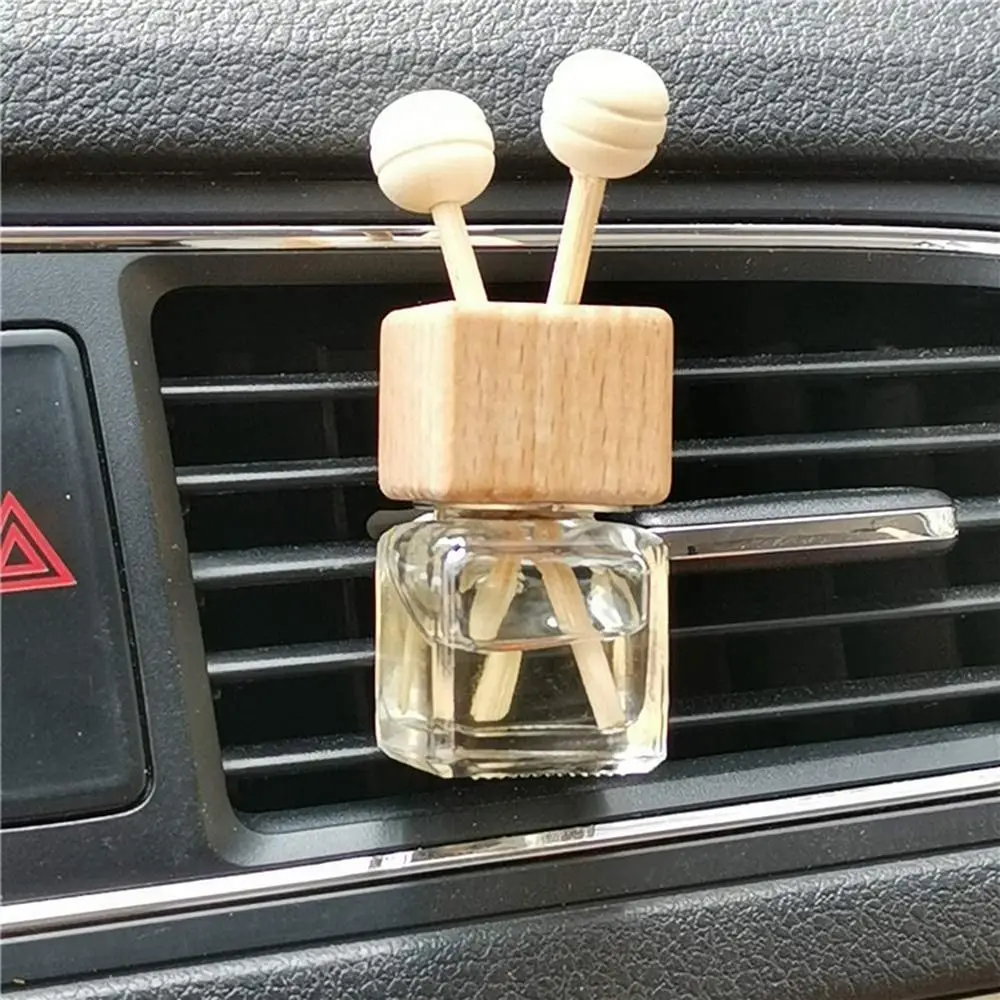 8Ml Auto Appeso Ciondolo Profumo Vetro + Legno Vetro Trasparente Diffusore Di Profumo Bottiglia Decorazione Auto Ciondolo Contenitore Di Vetro Vuoto
