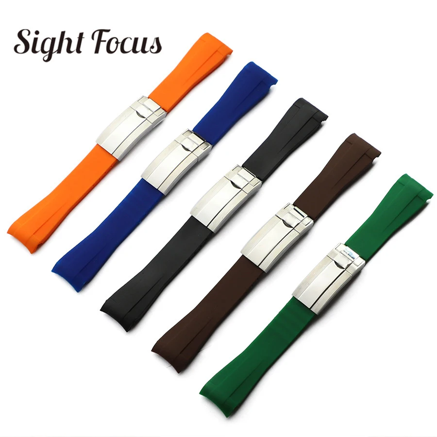 Cinturino In Gomma Con Estremità Curva Da 20Mm Per Cinturino Rolex Submariner Gmt Explorer 2 Daytona Bracciale Rolex Watch Dive Strap