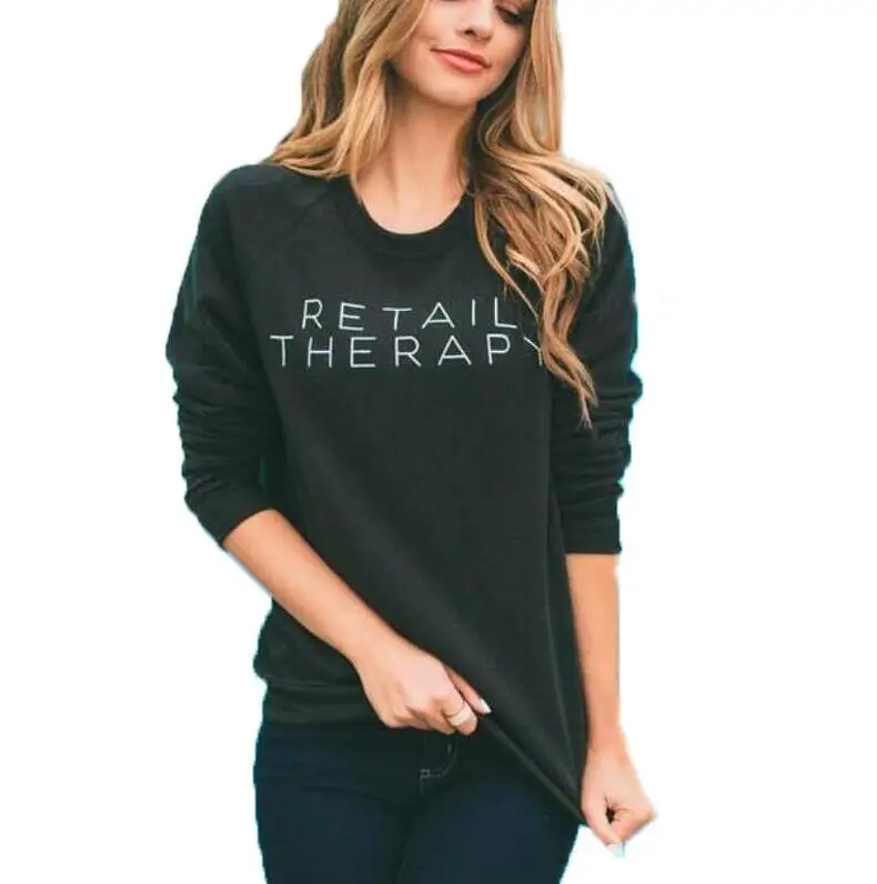 O-Collo Terapia Al Dettaglio Lettere Divertenti Stampa Moda Donna Felpe Autunno Nuovo Arrivo Girocollo Felpe Con Cappuccio Felpe Donna