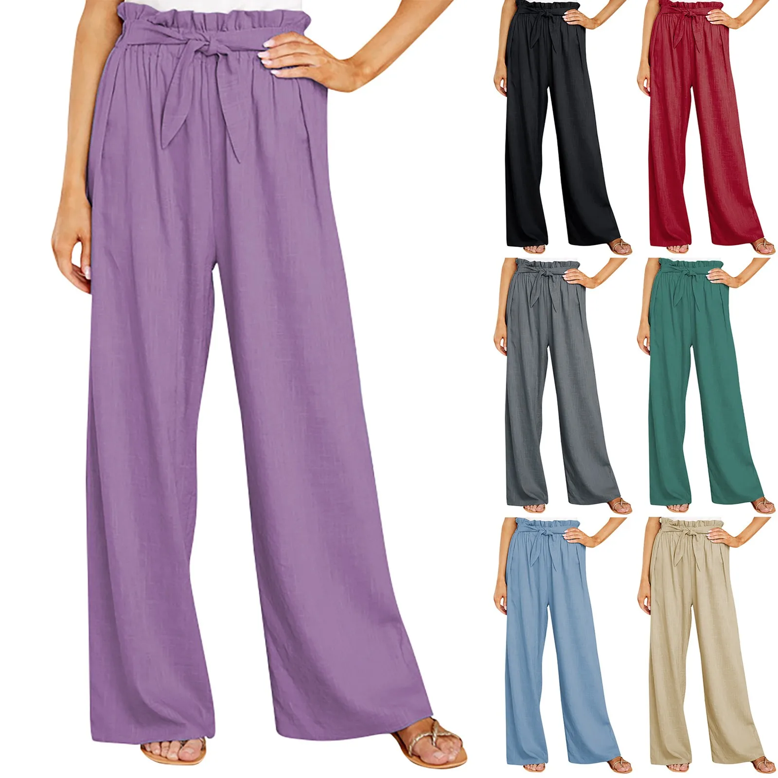 Pantaloni Casual A Gamba Larga Da Donna Pantaloni Eleganti Pantaloni Lunghi Con Cintura Pantaloni Larghi A Gamba Dritta Pantaloni Donna Estivi