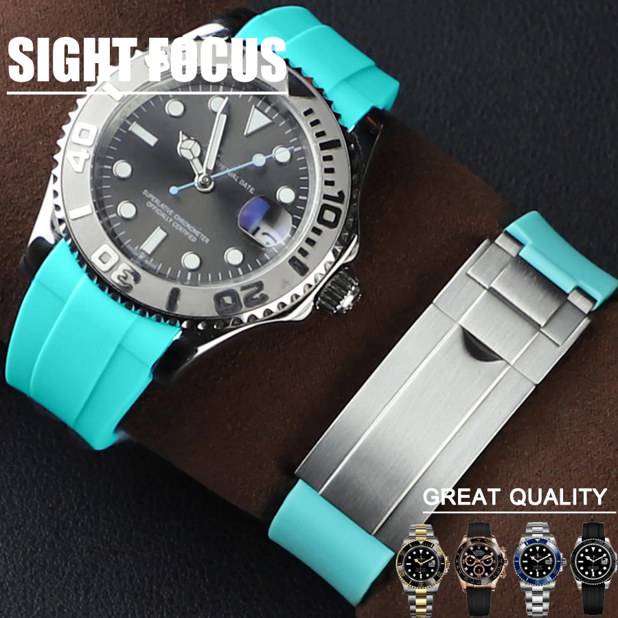 20Mm Tiffany Blue Watchband Per Rolex Submariner Yacht Master Ii Daytona Milgauss Gmt 2 Explorer Watch Strap Band Dive Bracciale